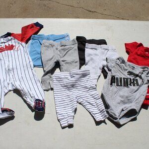 8 pc Baby Boys Clothing Bundle - Size 0-6 Months - 5 Pants 1 Sleeper 2 Bodysuits